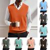 Vest med V-hals, ermeløs strikket genser for menn