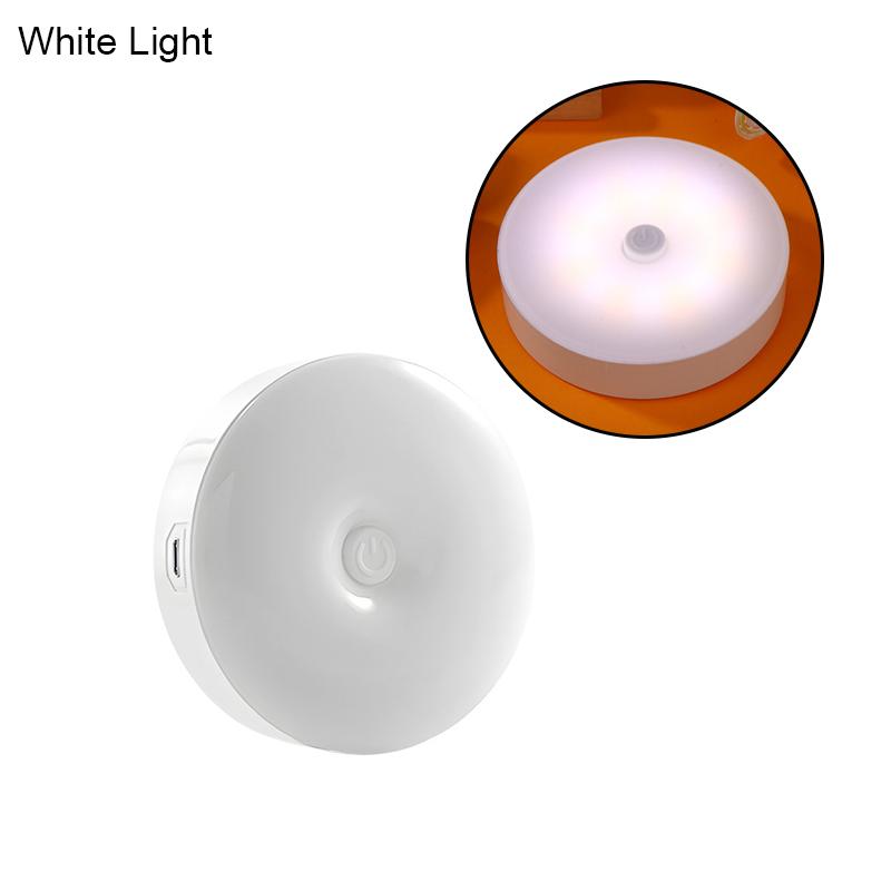 Mini Led Key-Operated Night Lights Usb Rechargeable Kitchen Bedroom Magnetic Base Wall Light Round Portable Night Lamp