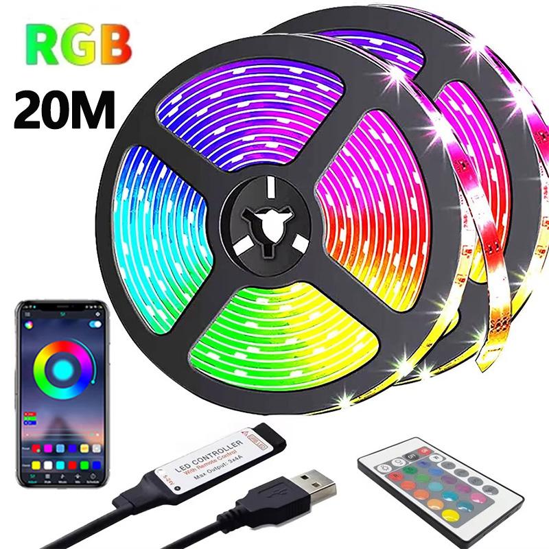 DC5V RGB LED Light Strip 1-30M USB Bluetooth Infrared 24Key Remote Control Flexible Lamp Tape For Festival Party TV Desk Bedroom