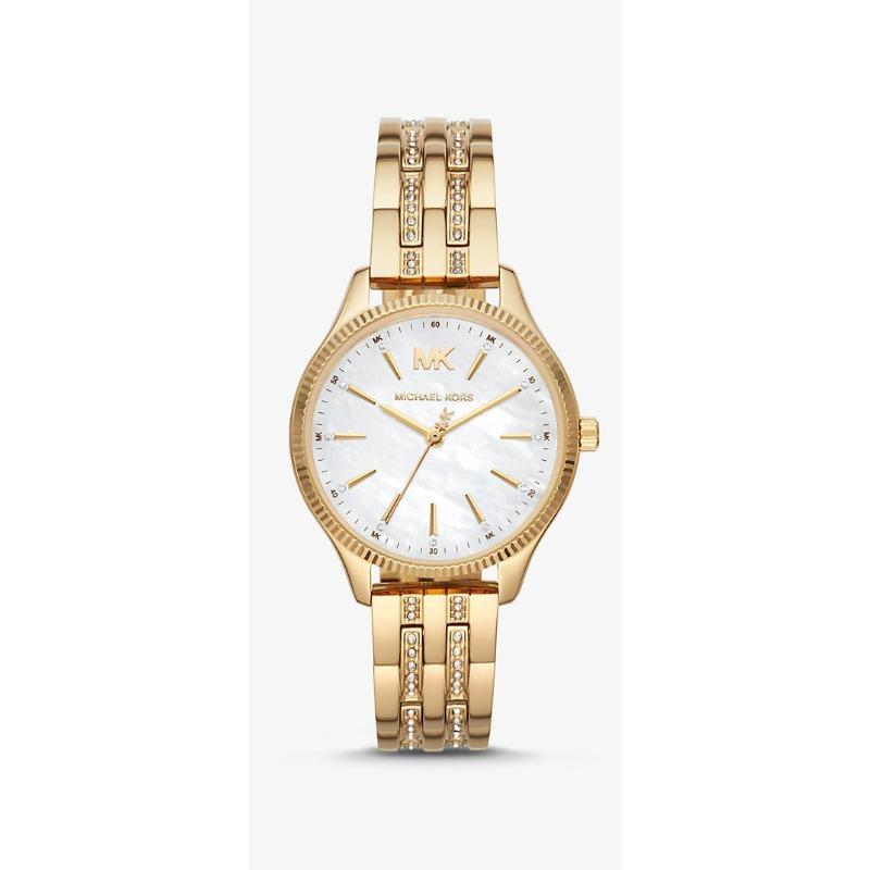 Michael Kors Lexington Gold-Tone Watch and Logo Heart Bracelet Set MK4492 золотой