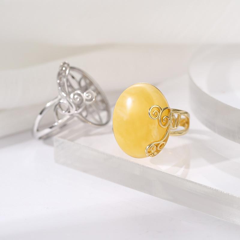 Accessoires de monture de bague en pierre gemme DIY pour hommes et femmes: Ambre incrusté, Jade et Designs de Personnalité Mode