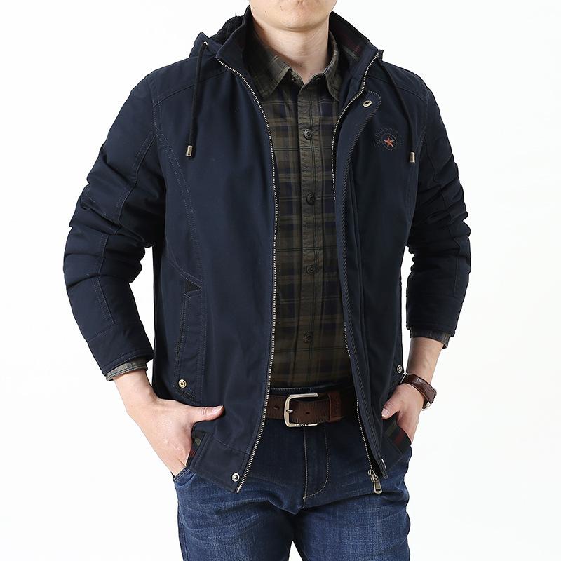 

Мужская осенняя и зимняя одежда с хлопковой подкладкой Мужская свободная одежда больших размеров для мужчин среднего возраста и молодежи Повседневная свободная модная одежда с хлопковой подкладкой 4XL синий