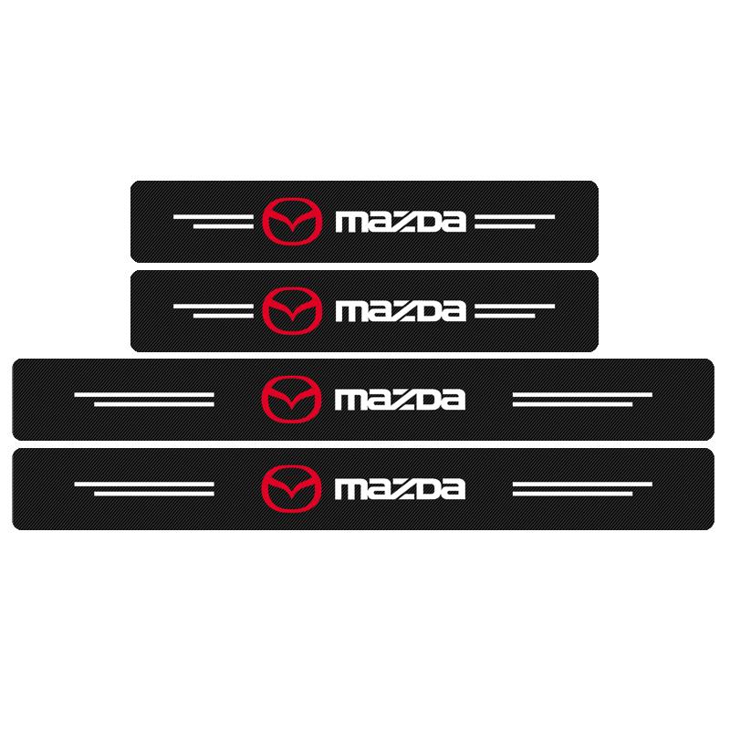 4Pcs Carbon Fiber Car Door Sill Protection 3D Sticker Car Accessories For Mazda 6 3 CX5 5 2 323 CX7 Demio Atenza Axela MX30 CX30 CX3 CX9 RX8 RX7