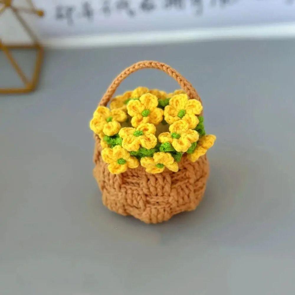 New Polyester Rose Bouquet Coasters Cotton Hand Knitted Hand Knitted Rose Bouquet DIY Crochet Flower Pot Gift