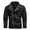 Men's Jacket Slim Fit PU Motorcycle Leather Jacket Lapel Leather Jacket