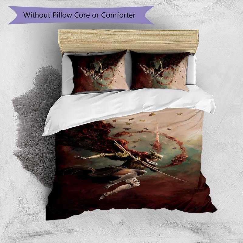 3pcs Game E-ELDEN R-RING pattern bedding set duvet cover set includes duvet cover &pillowcases, perfect all season bedroom decoration & gift