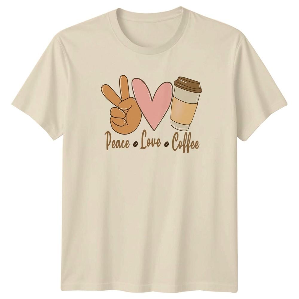 Peace Love Coffee Unisexs TShirt Coffee Gift For Her