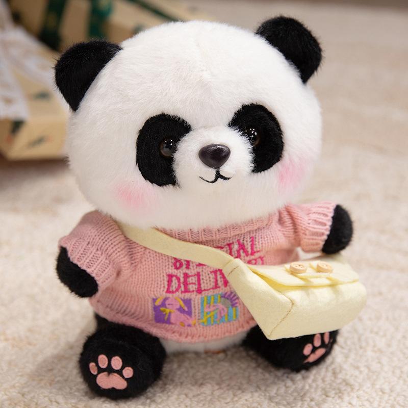 Cute Cute Dressed Panda Doll Plush Toy Black And White Panda Doll Children Accompany Soothing Doll