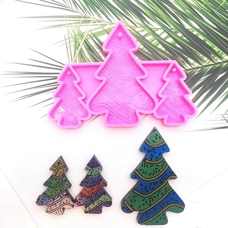 Christmas Themed Earrings Epoxy Resin Mold Keychain Pendant Casting Silicone Mould Jewelry Craft Making Tools