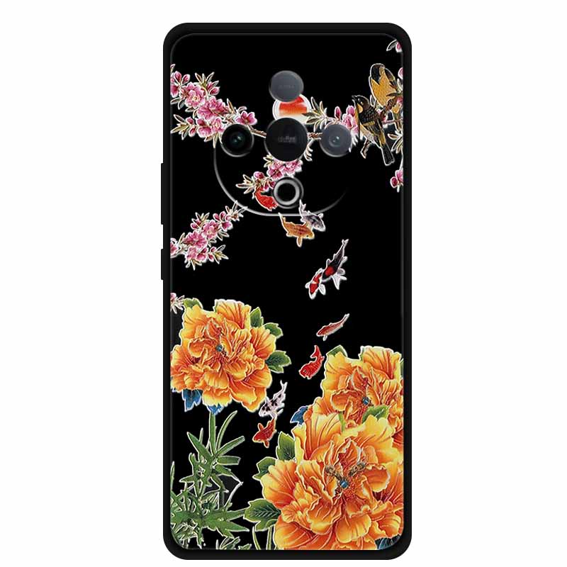 For Vivo Y300 5G Case 3D Emboss Flower Black Silicone Soft Back Cover Case For Vivo Y300C 2025 Phone Case 6.77" Coque Shell Para