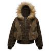 Mens Oversized Camo Hooded Puffer Jacket Winter Warm Thickened Workwear Style Streetwear Coat