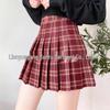 Women's Khaki Pleated A-Line Skirt - High Waist, Plus Size, School Style, Slim Fit, Autumn/Winter, Short Length.