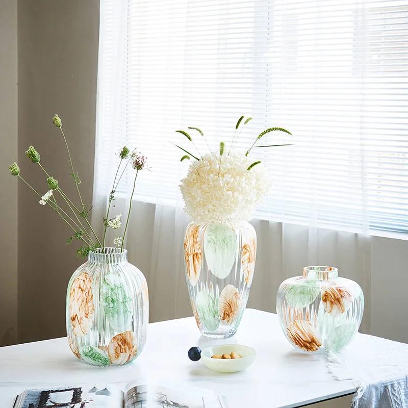 Clear Glass Vase Irregular Pattern Hydroponic Dried Flower Arrangement Terrarium Flower Vase Home Decoration Accessories