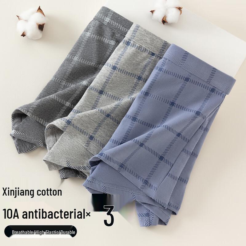 Ding Guagua Men's Cotton Antibacterial Boxer Briefs 3-Pack