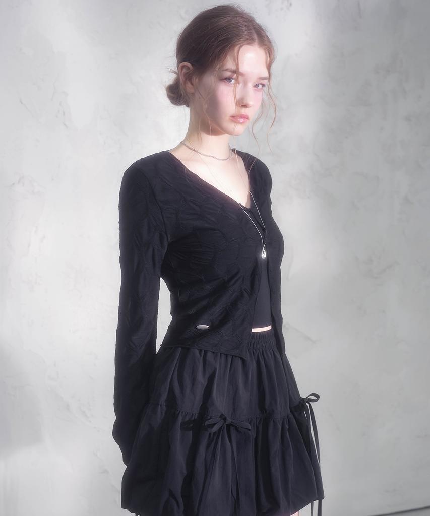 Vivacious Wrinkle V-Neck Crop Cardigan_2 Colors