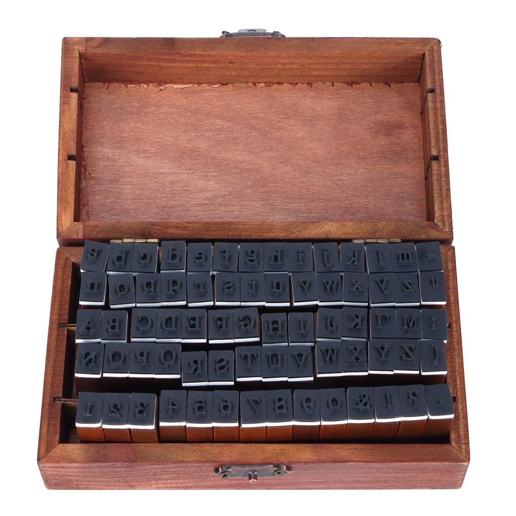 70Pcs Set Stamps Kit Vintage Wood Alphabet Letter Number Stampers for DIY Scrapbook