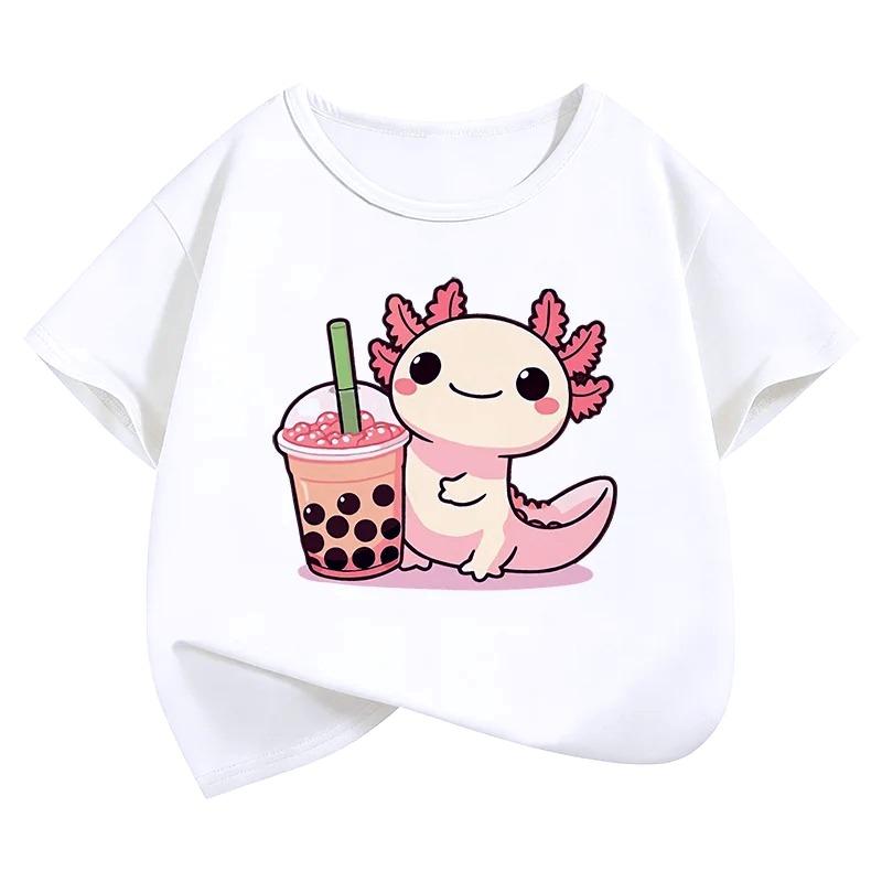 Y2k Salamander Graphic Kids Tshirts Summer Short Sleeve Tees Cartoon Animal Boys Girls Clothes Kawaii Tops Y2K Children T-shirt