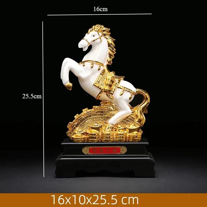 Chinese Style Horse Shape Artwork Lucky Horse Resin Home Decoration Ornaments Desk Study Crafts Home Decorations Gifts