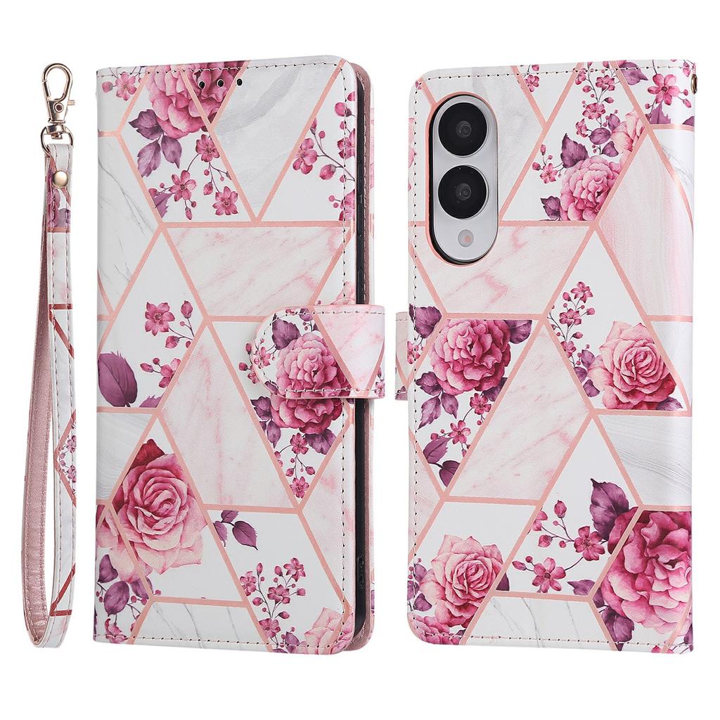 For Samsung Galaxy S25 Edge Case Lacquered Marble Pattern Leather Phone Cover