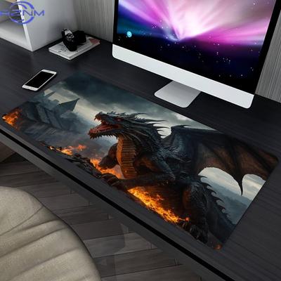 Tapis de Souris de Jeu Étendu Grande Taille Dragon de Feu Sombre Tapis de Bureau Antidérapant Pour Joueur Bureau Ordinateur Portable Clavier Souris