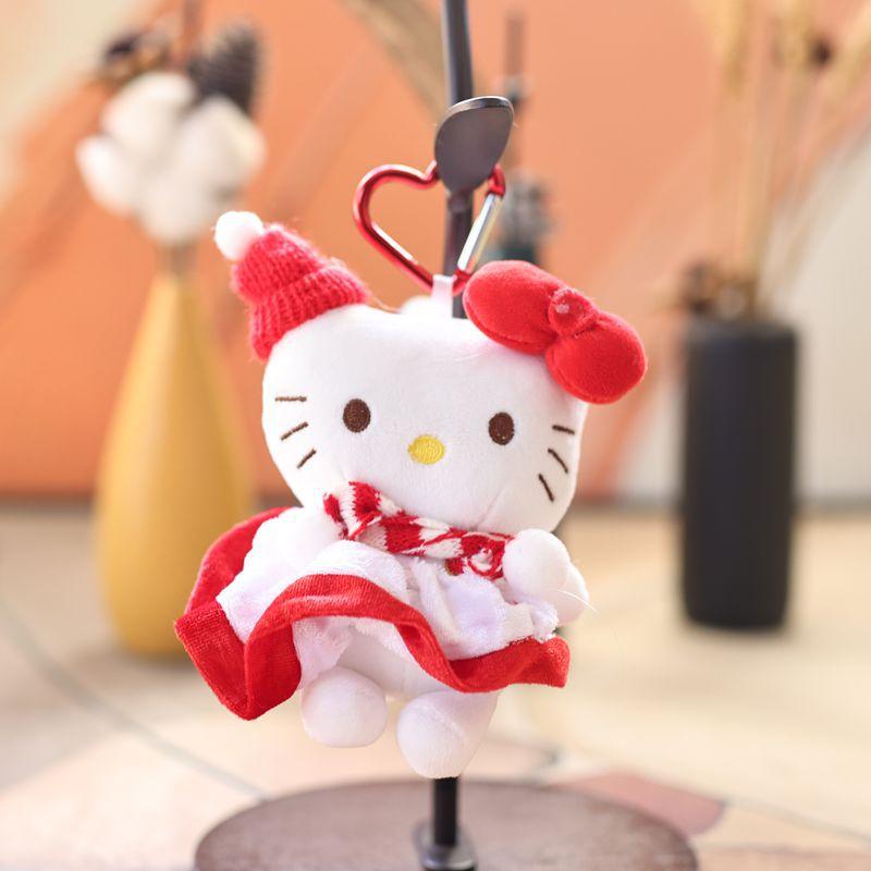 1Pcs Cute Christmas Kt Cat Keychain Kawaii Hello Kitty Plush Doll Toys Pendant Bag Decoration Christmas Gifts