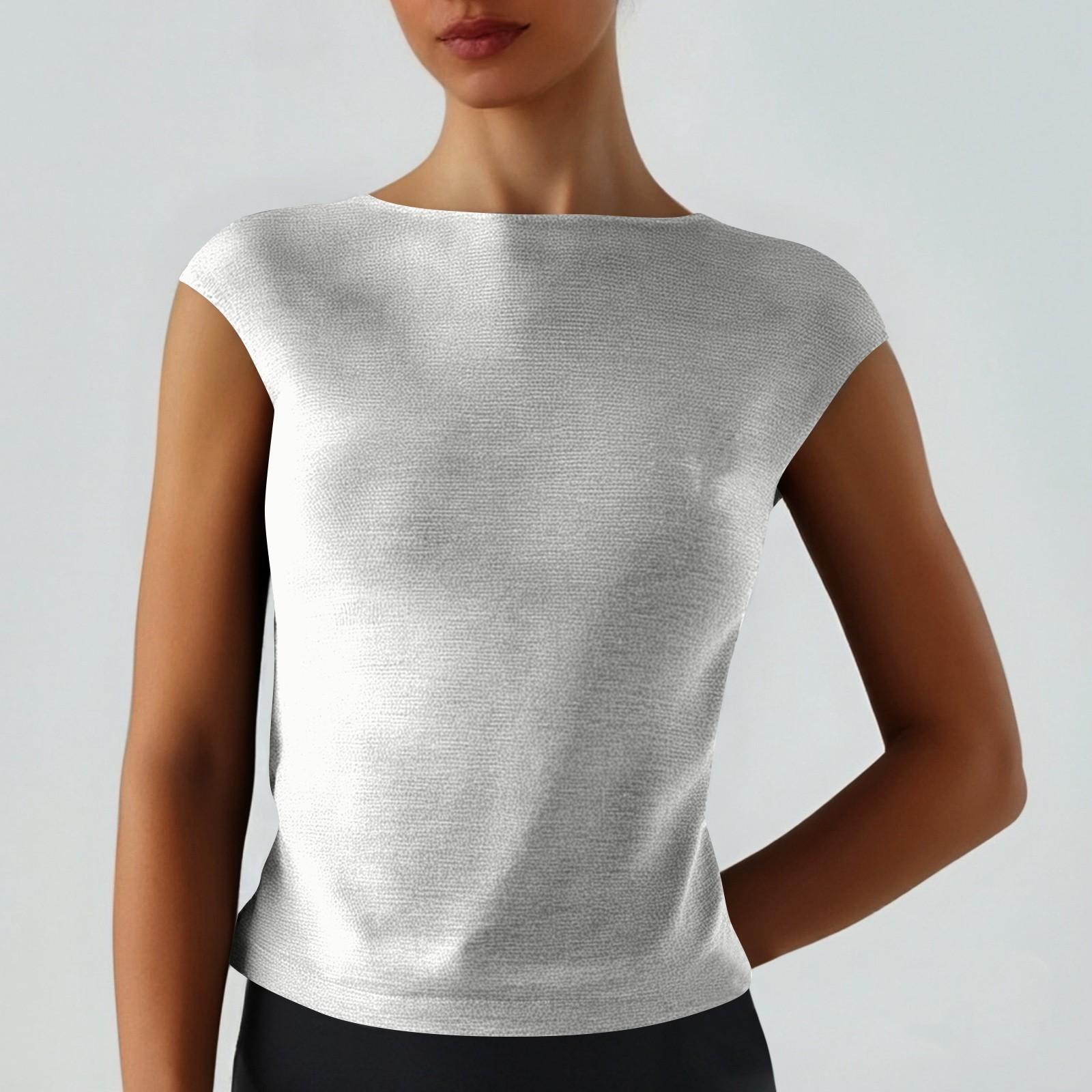 

Женская однотонная футболка без рукавов с круглым вырезом, модная повседневная футболка L