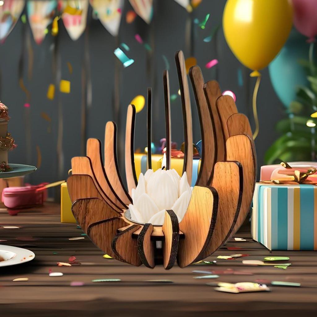 Ljusstake i trä Lotusformad Ljusstake Kreativ Ljusstake i Trä utan Ljus DIY Ljusstake i Trä Dekoration