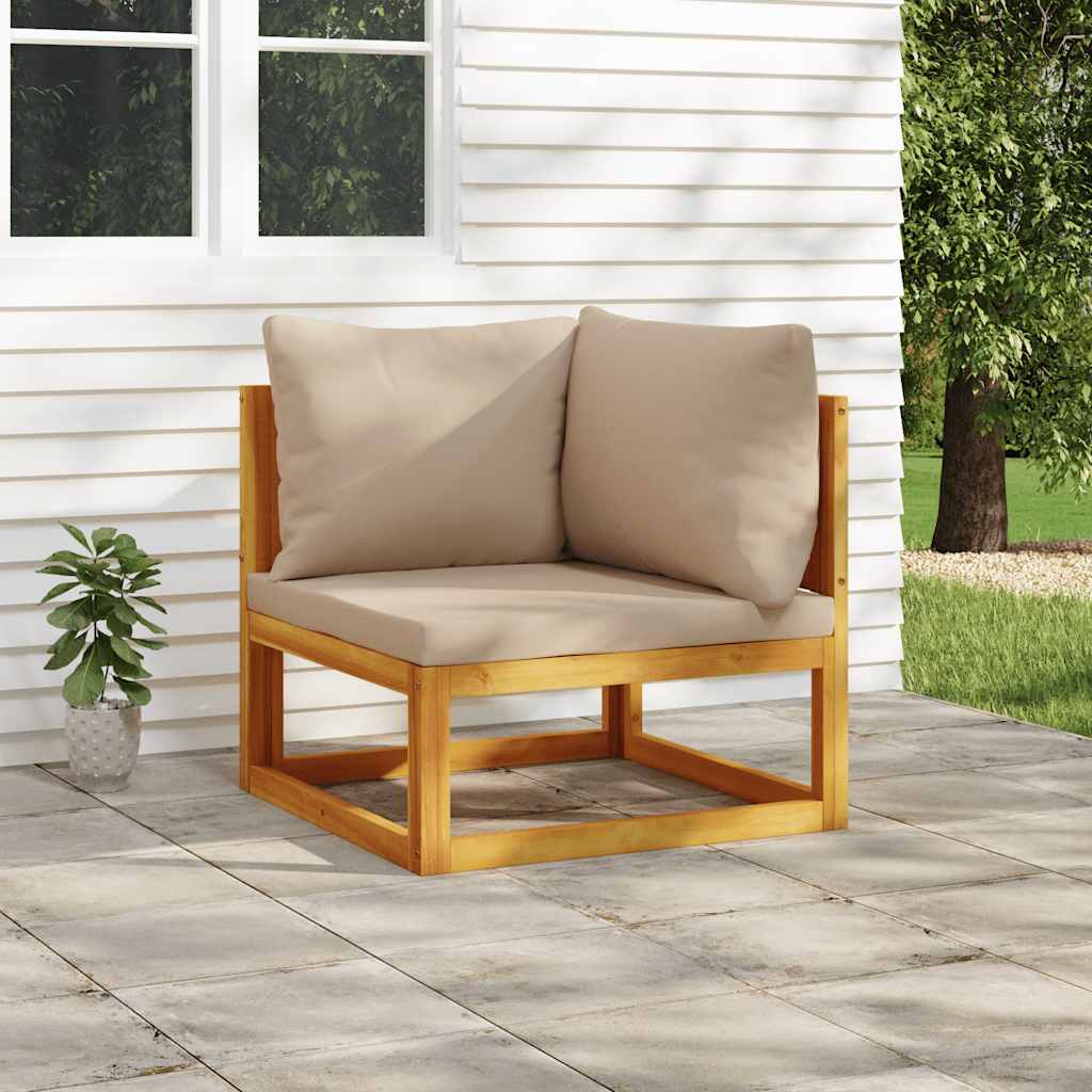 Modular Corner Sofa with Taupe Cushions Solid Acacia Wood
