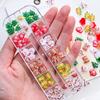 12Gird Kawaii Mini Snowman Xmas Tree Nail Charms 3D Reindeer Bell Santa Claus Nail Rhinestones Resin Christmas Nail Gems 30-60pc