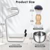 Men Shaving Brush Shave Cup with Stand 3 In 1 Kit Accessories Portable for Dad, Husband Stainless