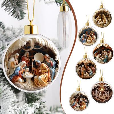 2 יחידות הטבלה טבילה תפילה תליון כדור חג המולד קישוט אקריליק רכב תליון קישוט חג המולד