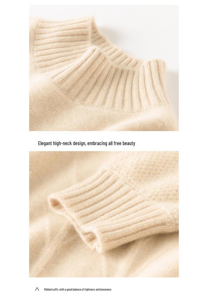 2025 New Arrival: Thick Cashmere Knit Sweater, Solid Color, Half-High Collar, Winter Base Layer