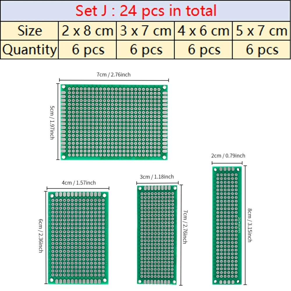 4-40 buc. Circuit PCB universal Protoboard Placă dublu față 2x8 3x7 4x6 5x7 7x9CM Stripboard Placă de prototipare Kit electronic DIY