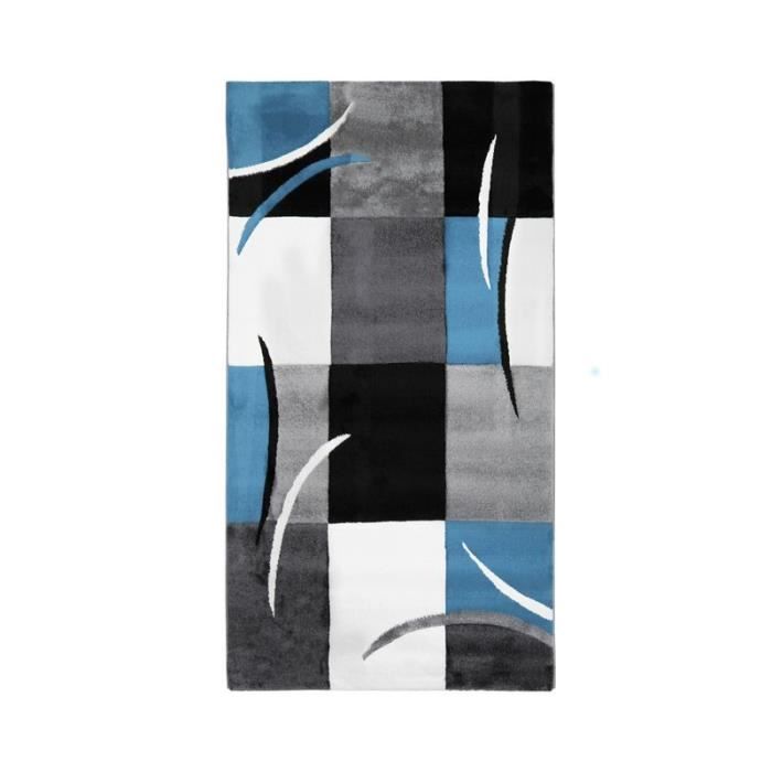 Tapis à motifs abstraits bleu 80x150