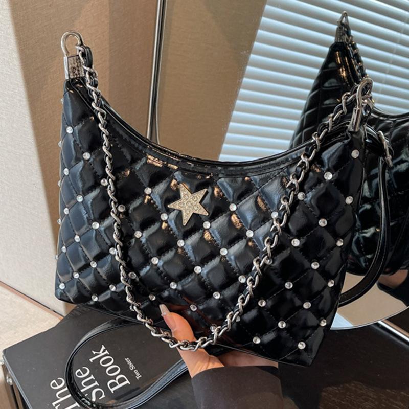 Rhombus Chain Bag Women's 2025 Summer New Niche Casual Messenger Bag High Value Foreign Style Shoulder Armpit Bag