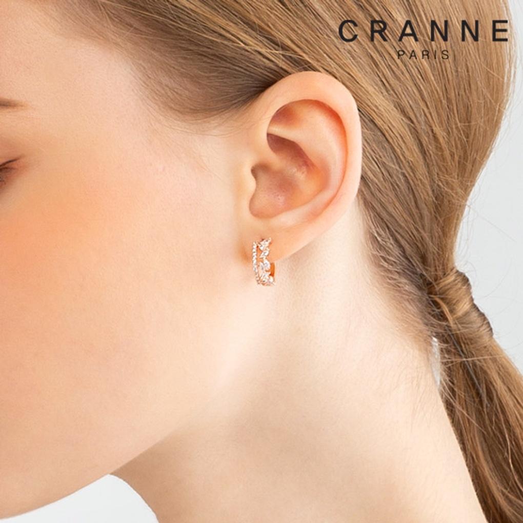 14K Leaf Cubic One-Touch Earrings (Gold Filled) C24EGF101