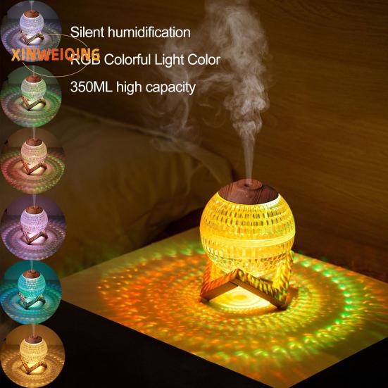 

Мини-увлажнитель с искусственным хрустальным шаром — мелкодисперсная RGB-подсветка, тихий портативный, 350 мл, большая емкость, питание от USB разноцветный