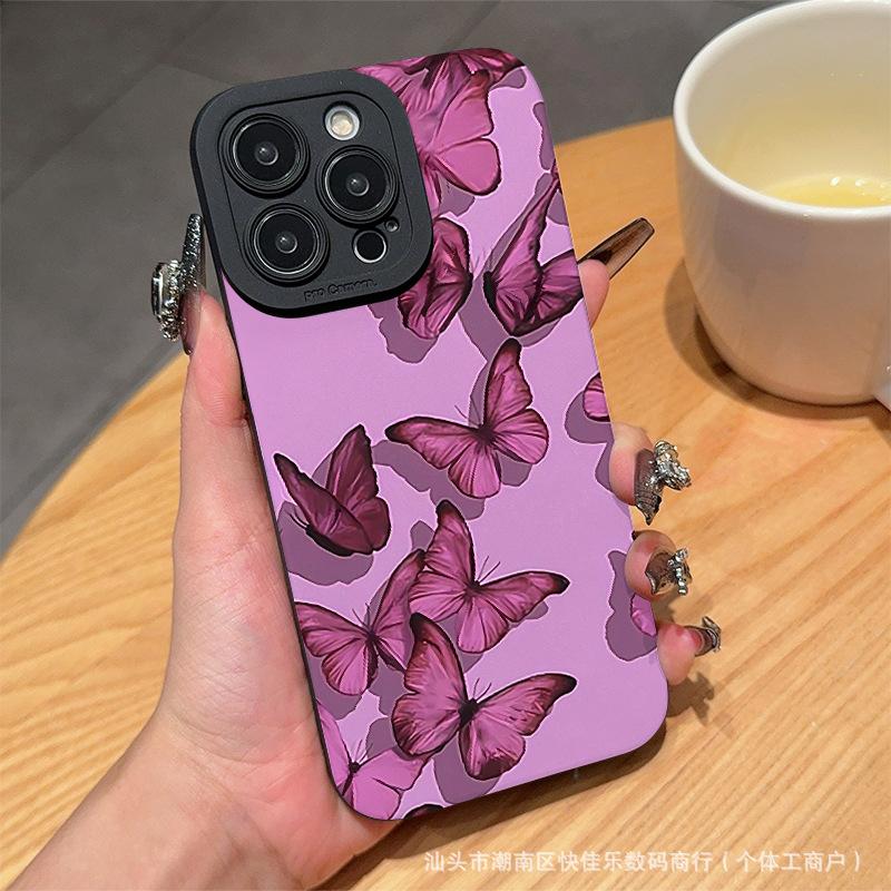Compatible with Apple 13/14 Pro Soft 16 Plus Phone Cases, 17 Pro Butterfly iPhone 11/12 Mini Full Coverage 15