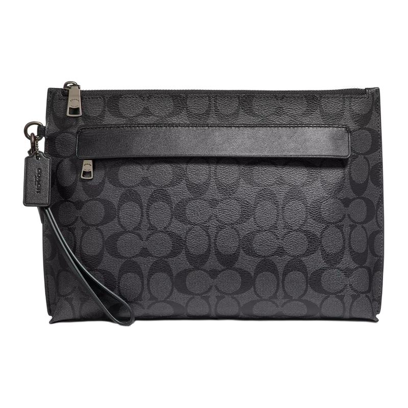 

COACH clutch bag [Customized bag] Pouch 30 Black Warrior Jinghe Personalized Graffiti Classic Logo Printed Zipper Coated Canvas and Leather Large чорний