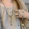 Bohemian Ceramic Beaded Butterfly Necklace Women's Retro Ethnic Style Woven Rope Collarbone Chain Antique Hanfu Accessories
