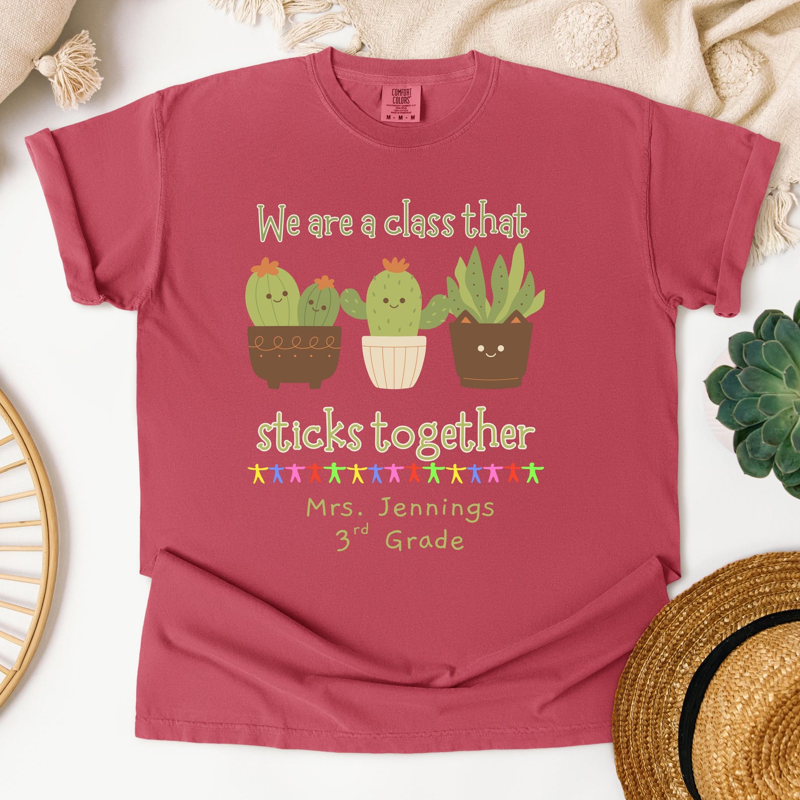 Togetherness Teacher Tee: Cactus Classroom Shirt, School Spirit Apparel M