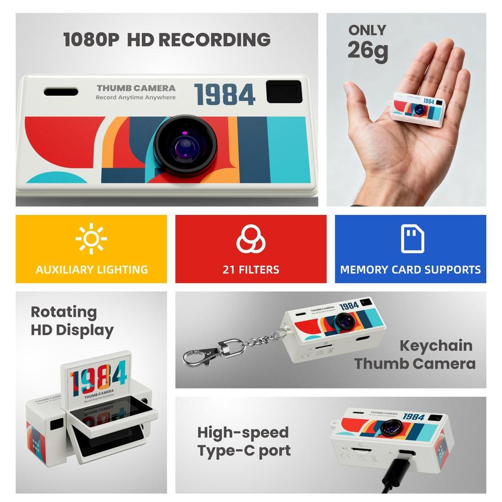 G62 Portable HD Flip Screen Camera: Thumb-Sized, Backpack Pendant for Students & Parties