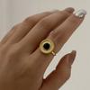 Stainless Steel Chunky Wide Rings for Women Vintage Gold Color Geometric Spiral Line Finger Ring Charms Waterproof Jewelry