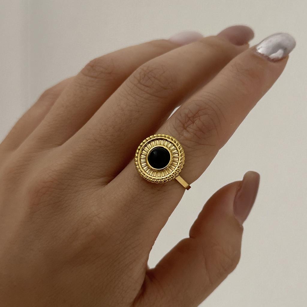 Stainless Steel Chunky Wide Rings for Women Vintage Gold Color Geometric Spiral Line Finger Ring Charms Waterproof Jewelry