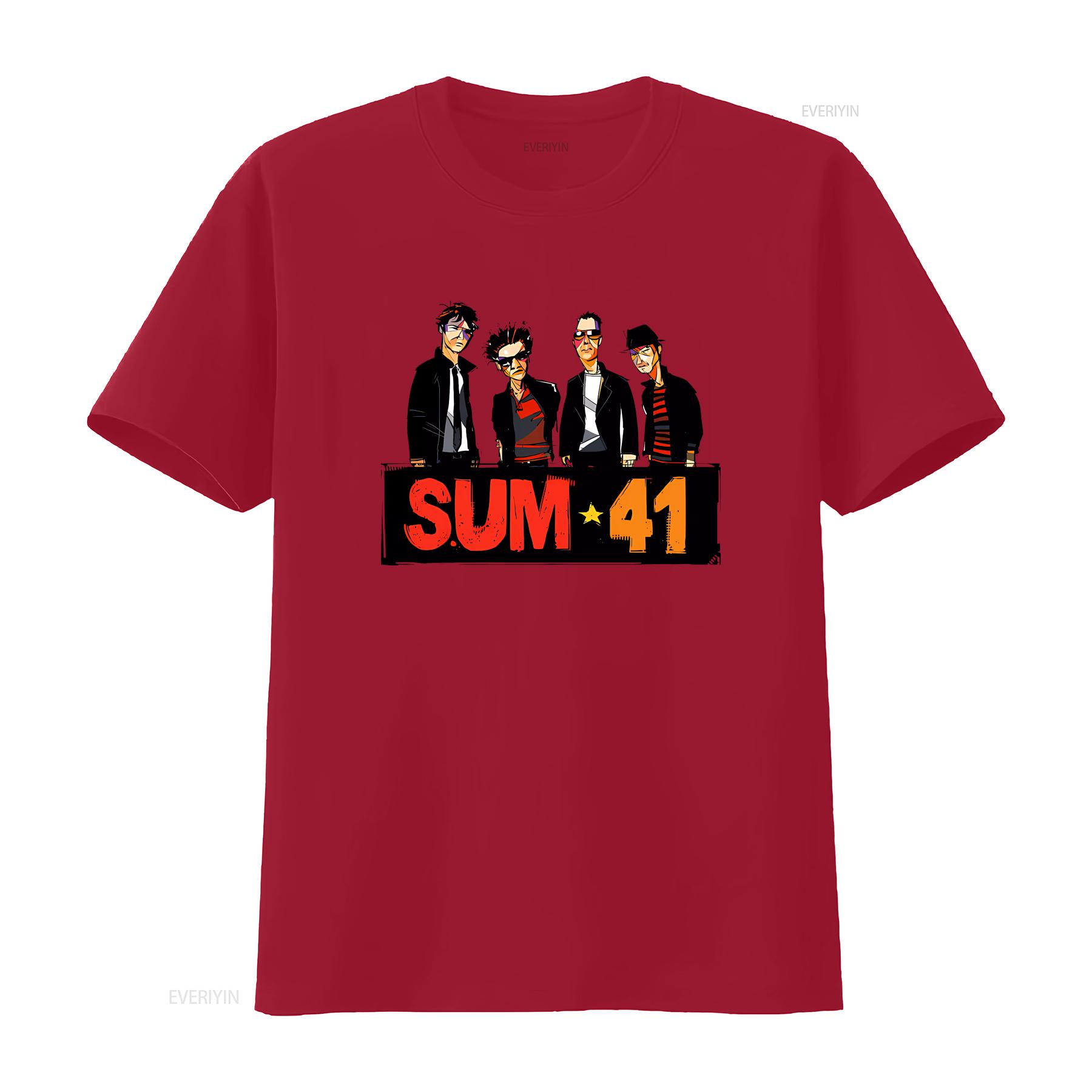 

Футболка с карикатурой на группу Sum 41 белая Короткий рукав все размеры от S до 5XL 2F514 винтажная стираная мужская дизайнерская одежда уличная мода S