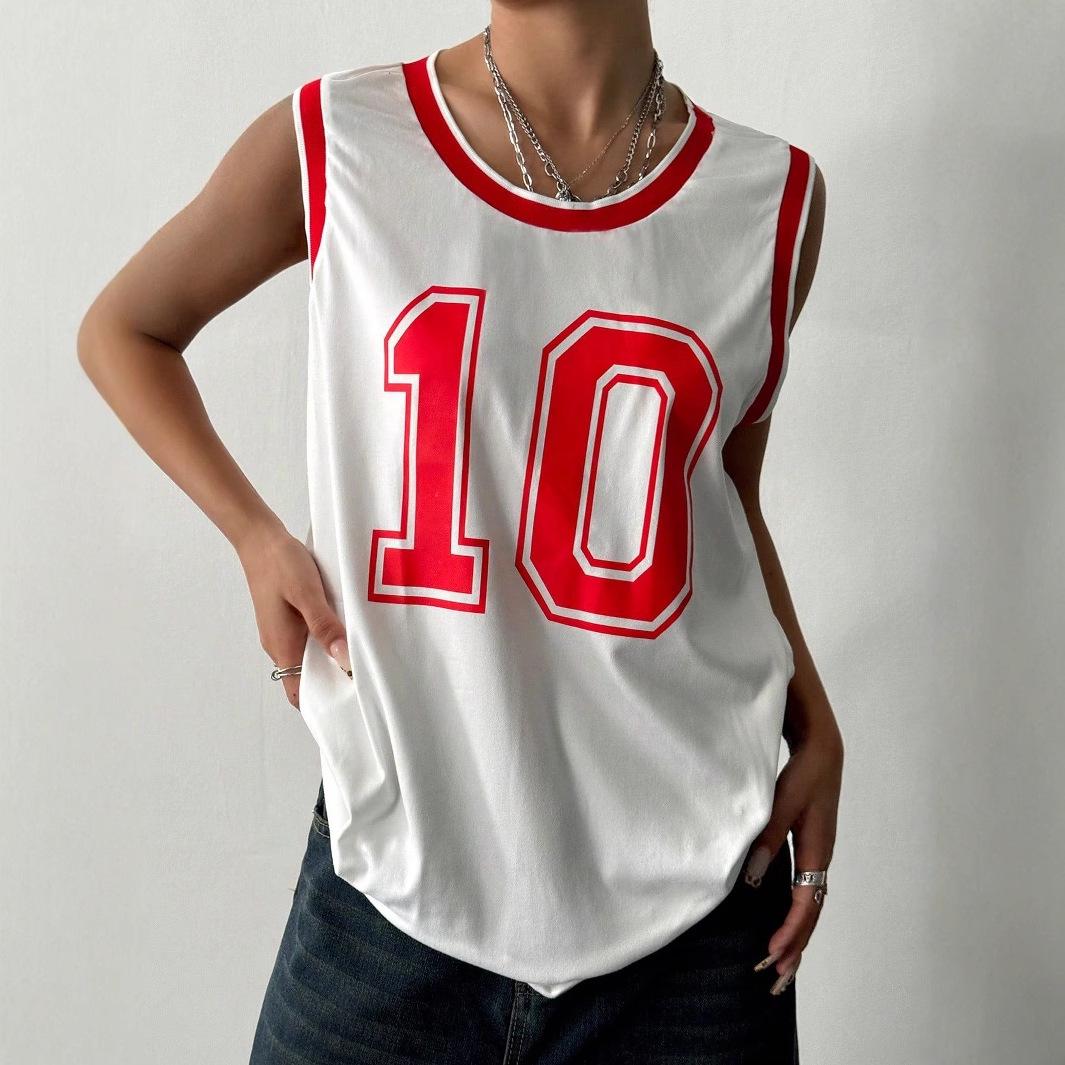 

Women s European & American INS Style Loose Digital Print T-shirt Extra Large белый