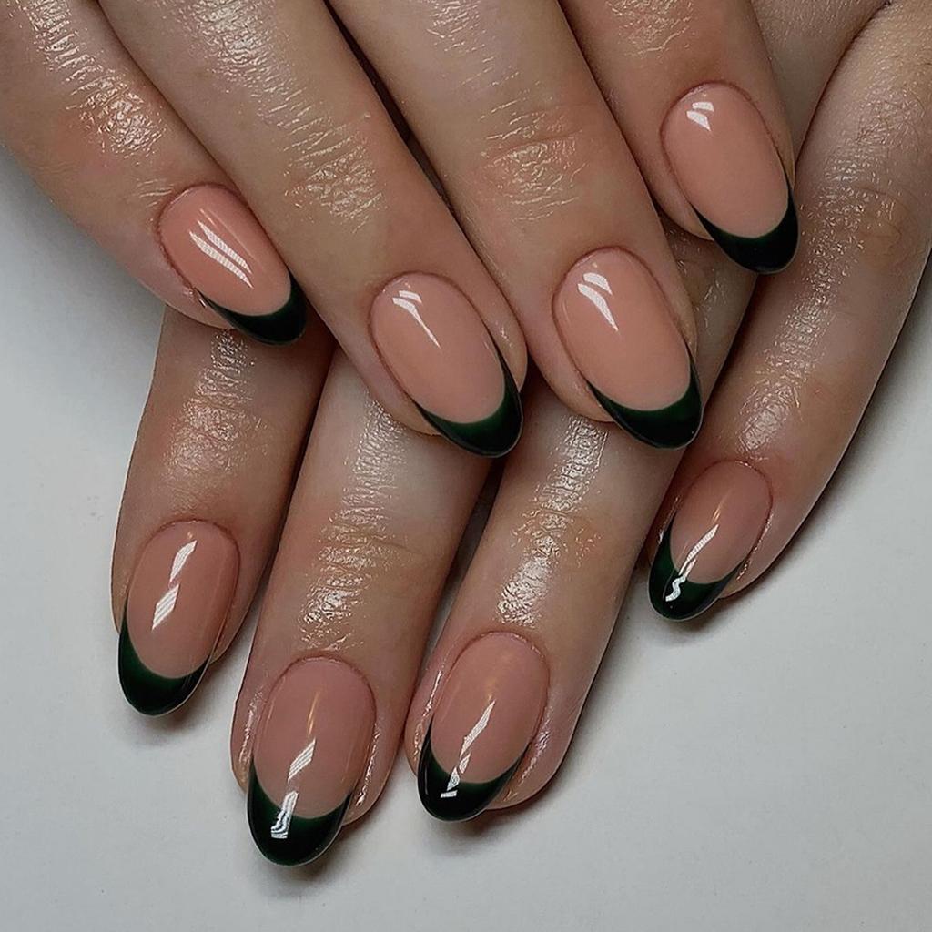 Uña Postiza Almendrada Uña Falsa Brillante Adhesiva Uña Natural Cubierta Completa Uña Falsa Acrílica Adhesiva para Mujeres