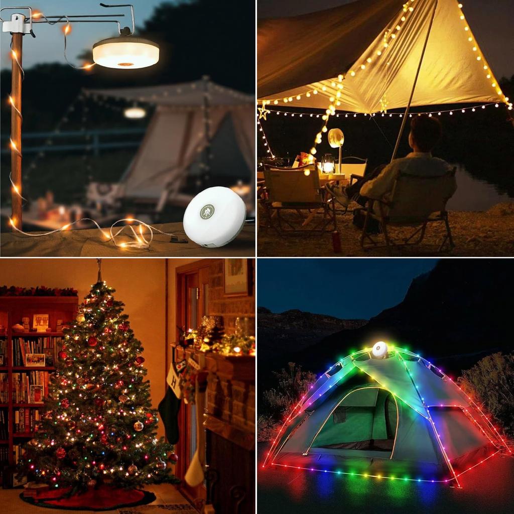 Outdoor String Lights, Rechargeable Portable with 8 Lighting Modes