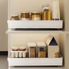 Pull-out Kitchen Storage Rack Large Capacity Plastic Spice Box Storage Rack Anti-slip with Slide Rails Slide Out Pantry Shelves