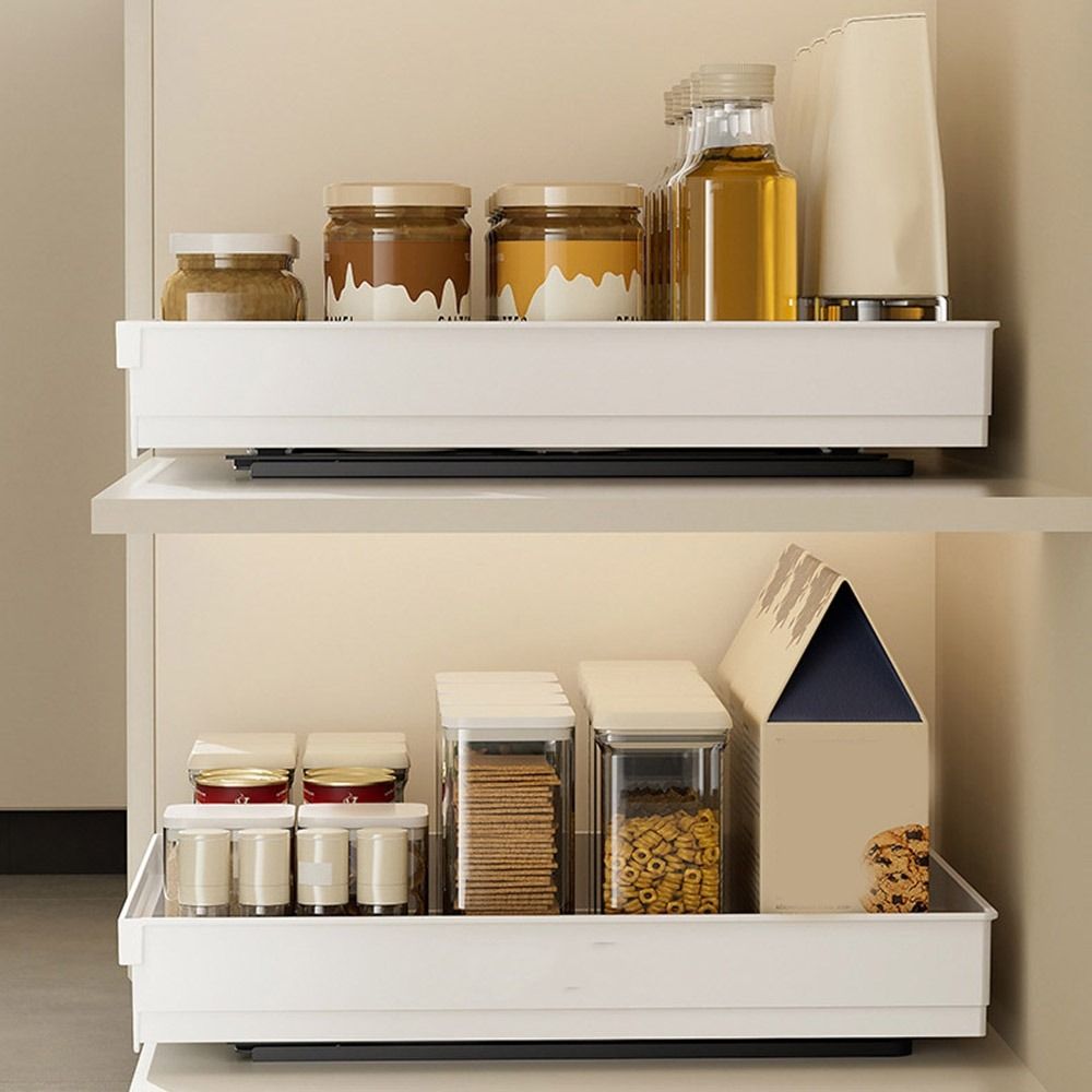 Pull-out Drawer Type Storage Tray Anti-slip Slide Out Pantry Shelves  Cutlery Storage